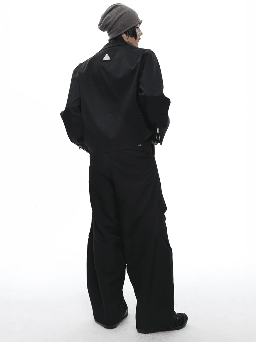 Textured Wide Cargo Pants