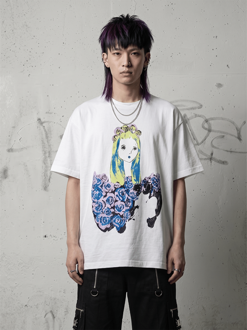 Amy Flower Crown Tee White