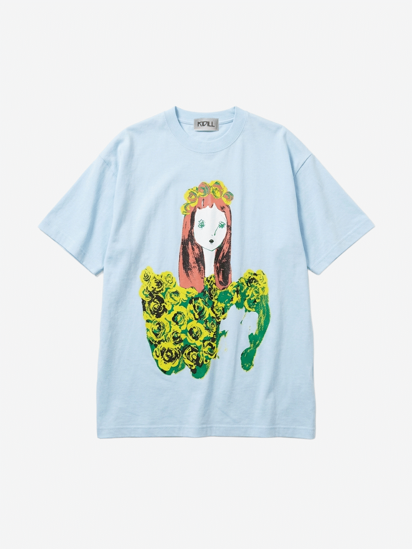 Amy Flower Crown Tee Cyan
