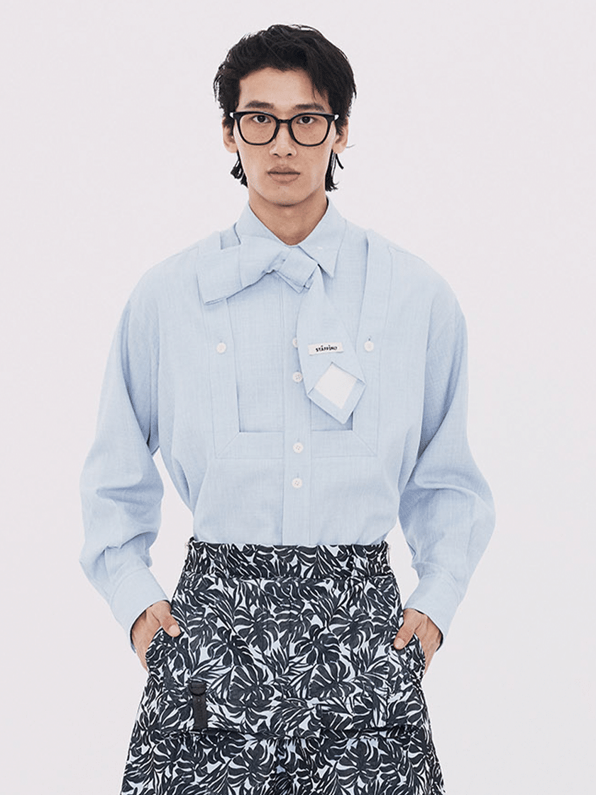 Frame Tie Shirt Light Blue