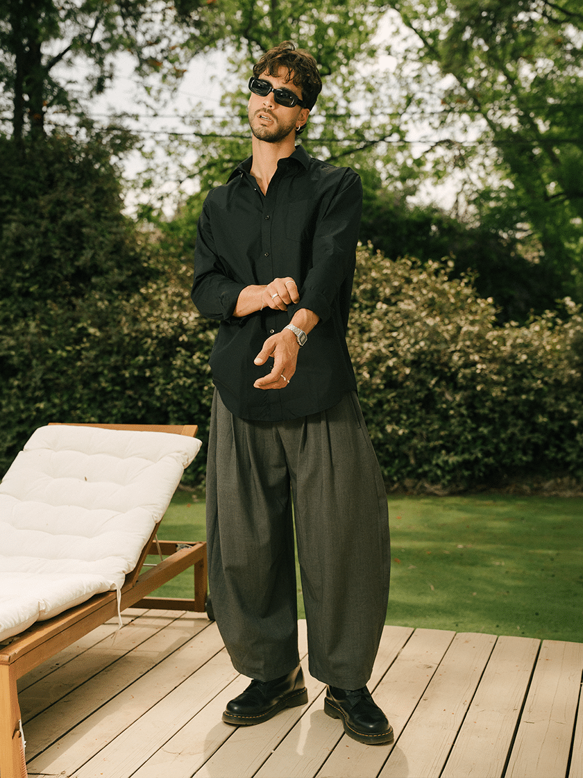 Double Pleat Barrel Trousers