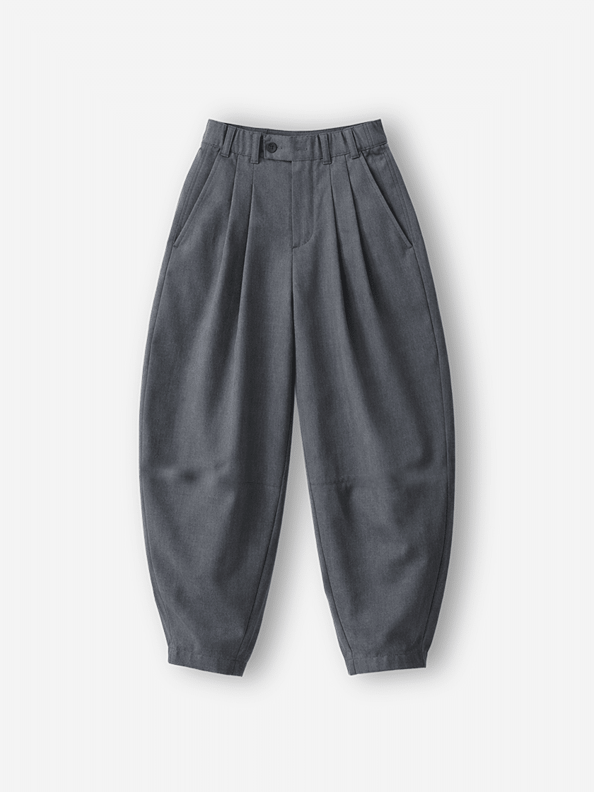 Double Pleat Barrel Trousers