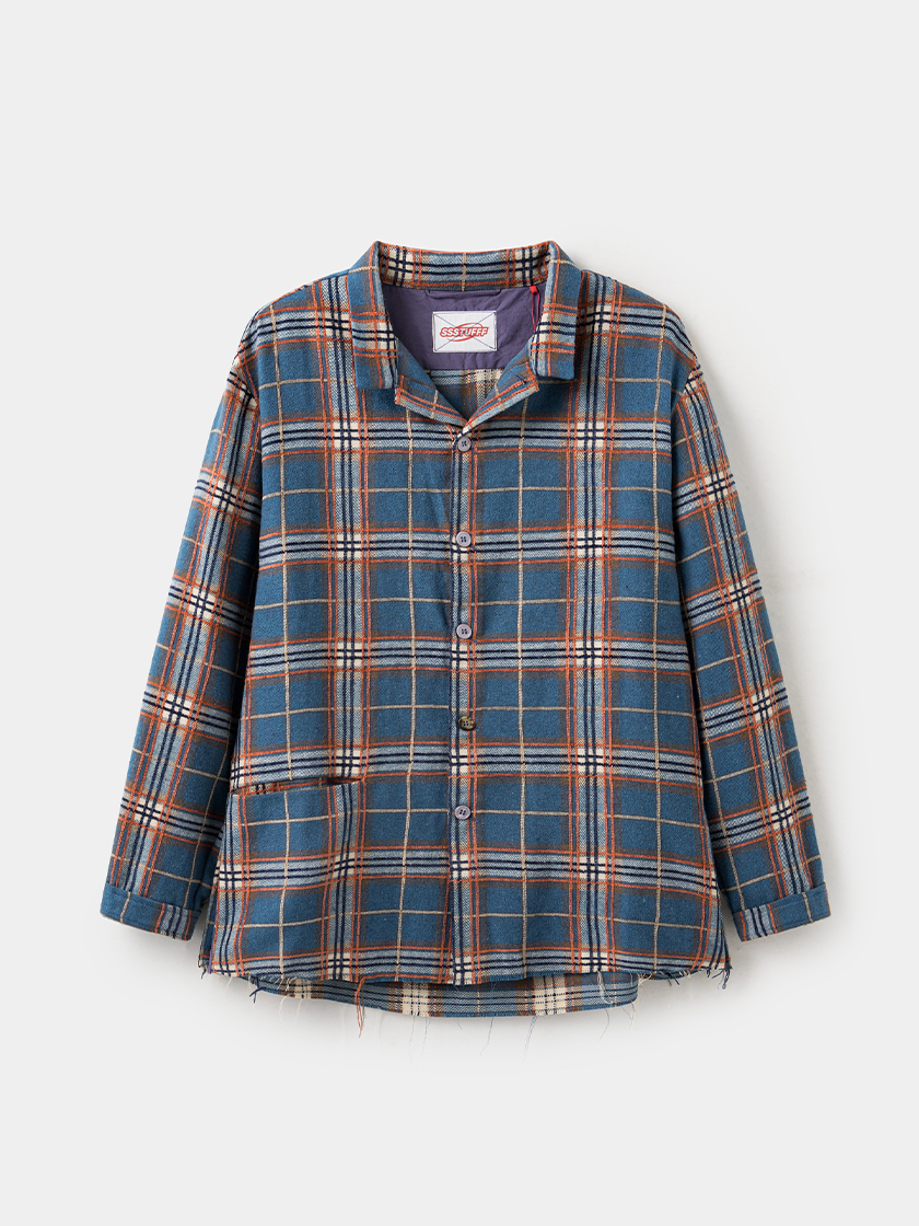 Raw Edge Plaid Shirt