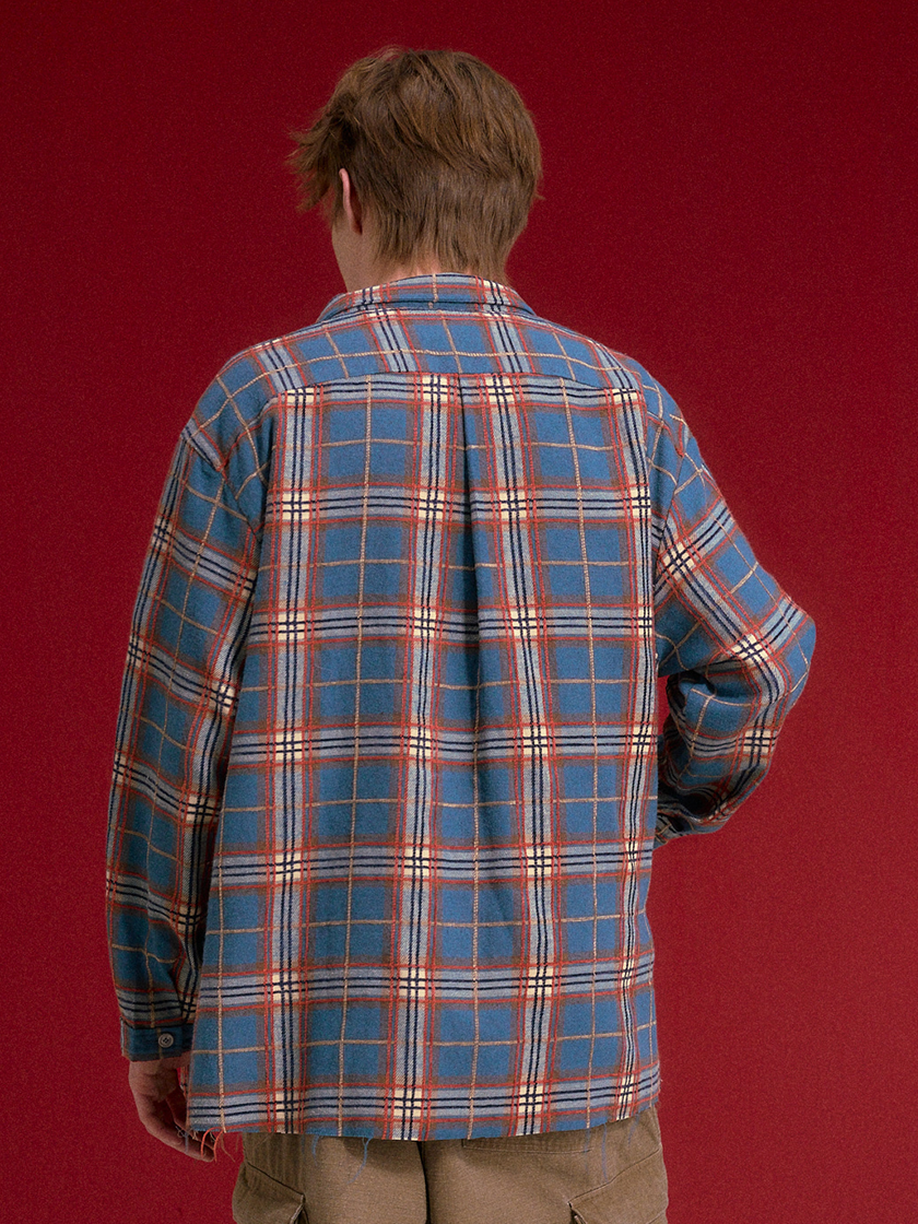 Raw Edge Plaid Shirt