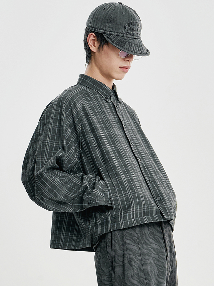 Crop Sculpted Raglan Shirt Gray
