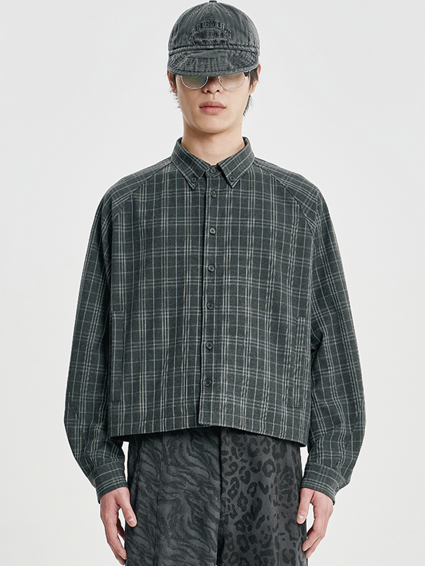 Crop Sculpted Raglan Shirt Gray