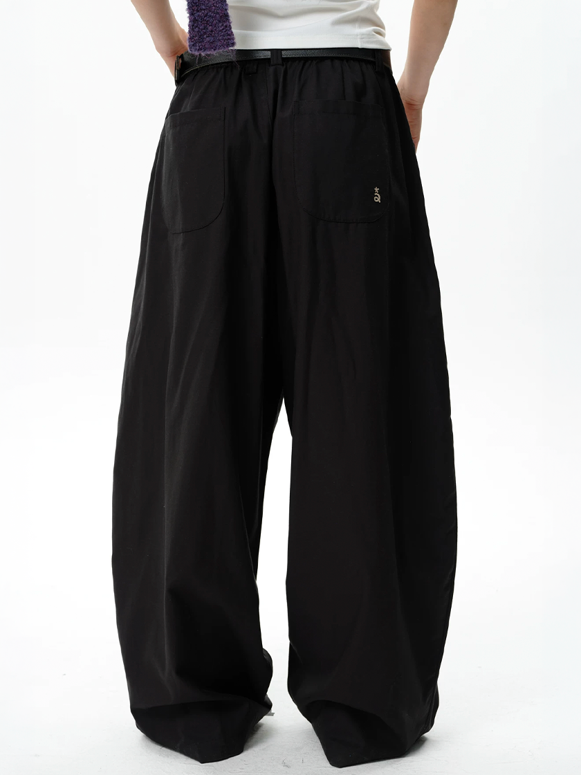 Oversized Curved Trousers Black