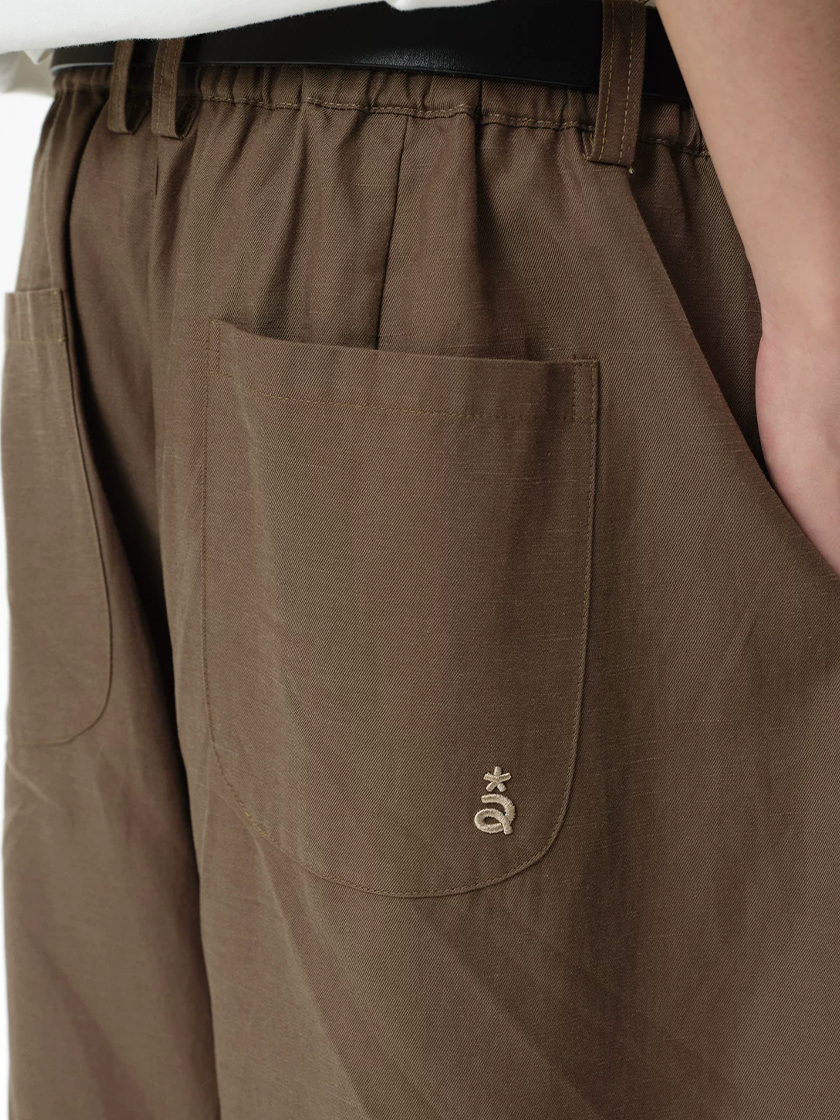Oversized Curved Trousers Brown