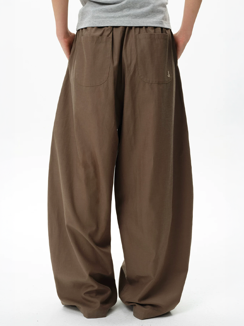 Oversized Curved Trousers Brown