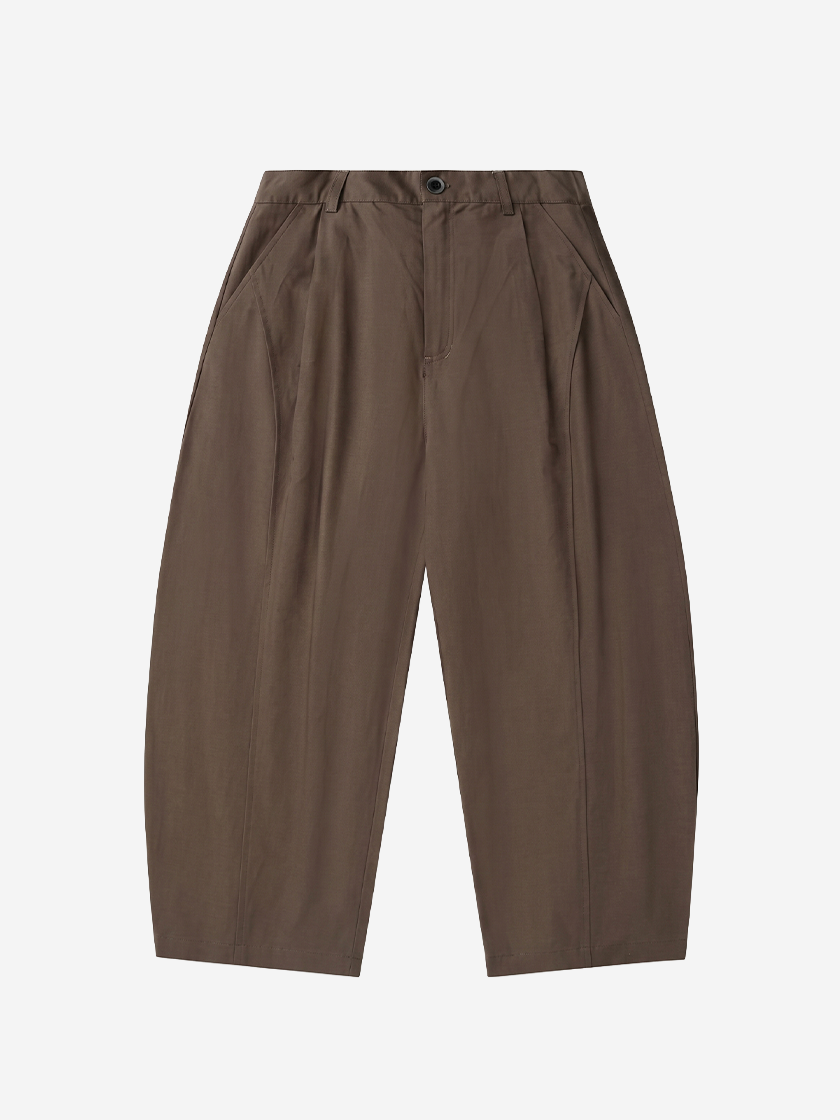 Oversized Curved Trousers Brown