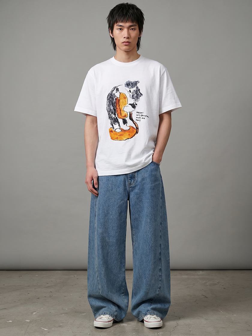 Curved Seam Baggy Denim