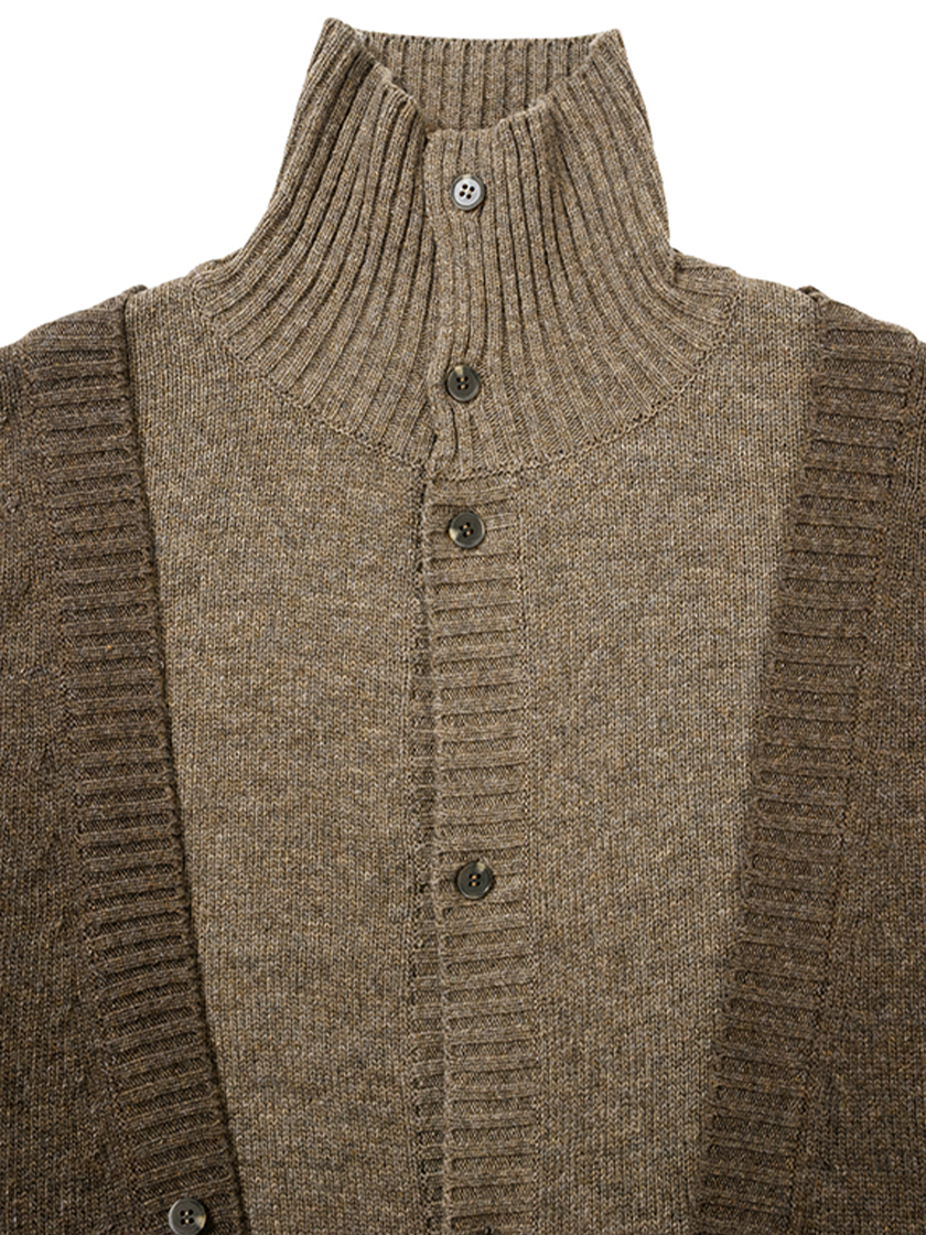 Double Layered Turtleneck Cardigan
