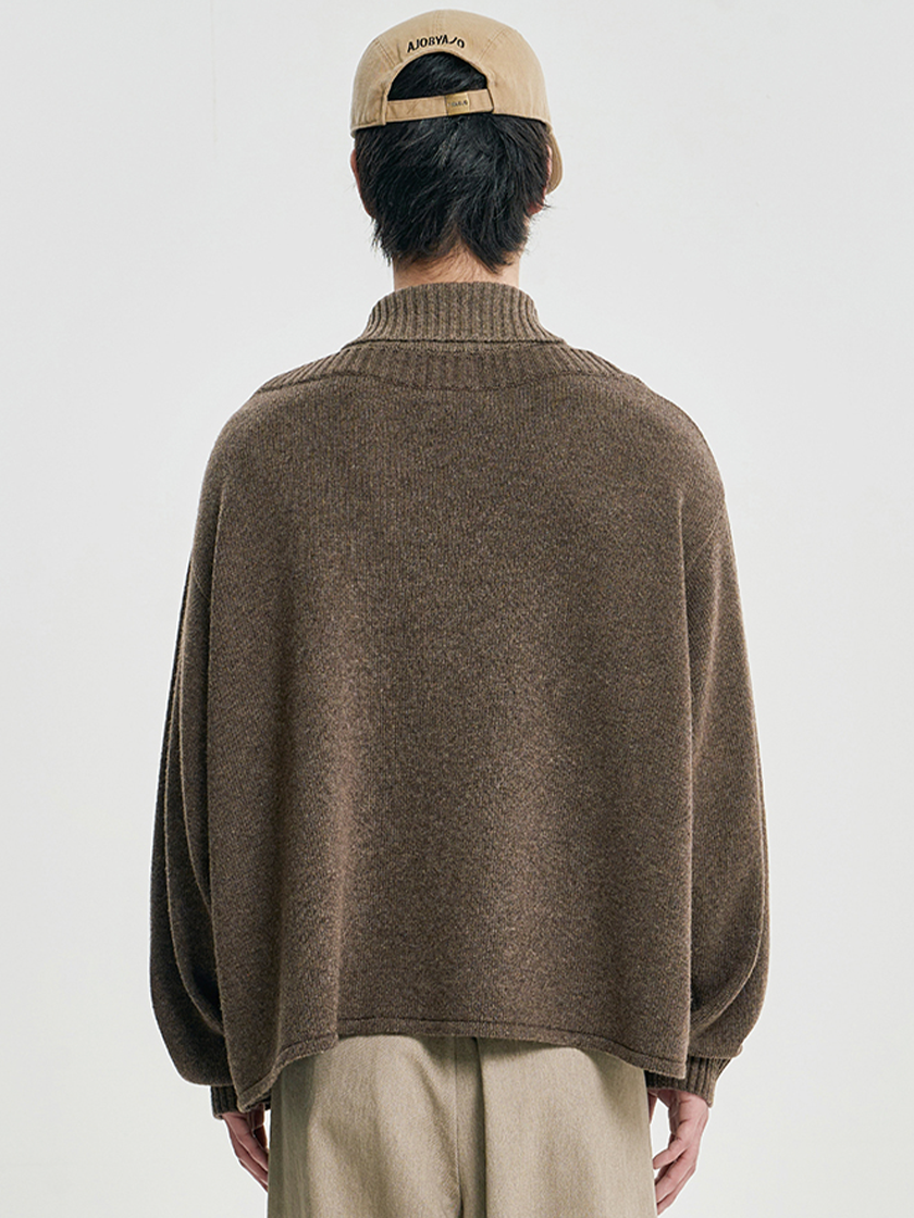 Double Layered Turtleneck Cardigan