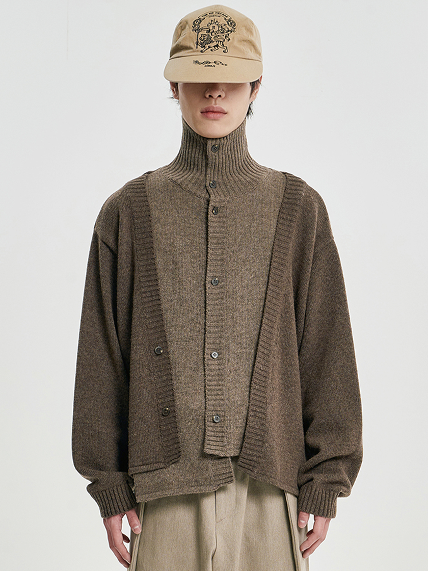 Double Layered Turtleneck Cardigan