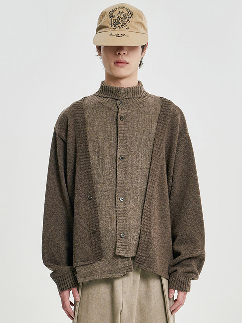 Double Layered Turtleneck Cardigan