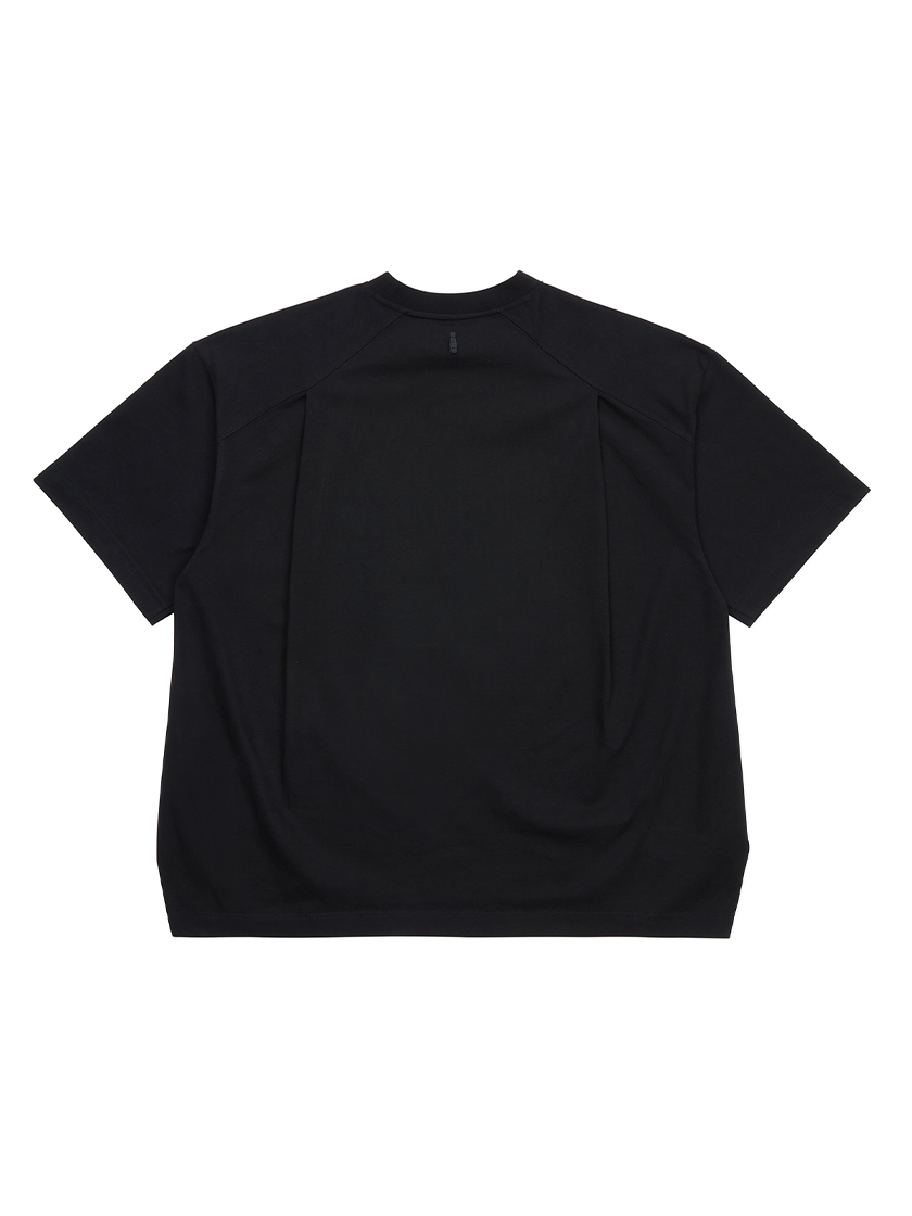 Pleated Metal Tag Tee Black