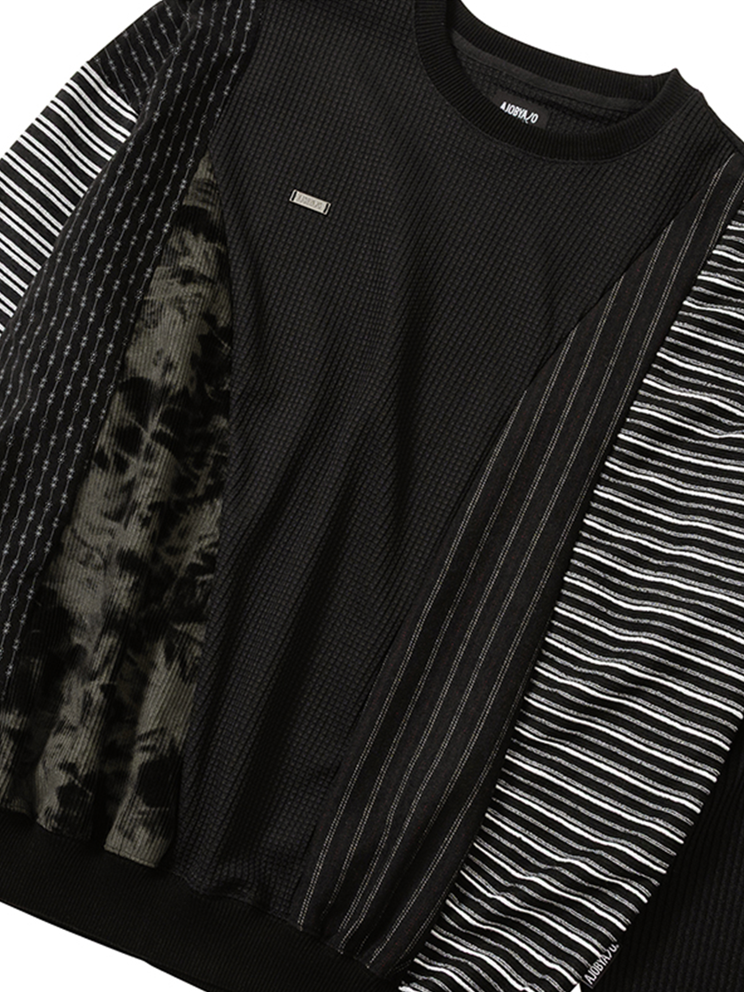 Mixed Fabric Panel Sweatshirt