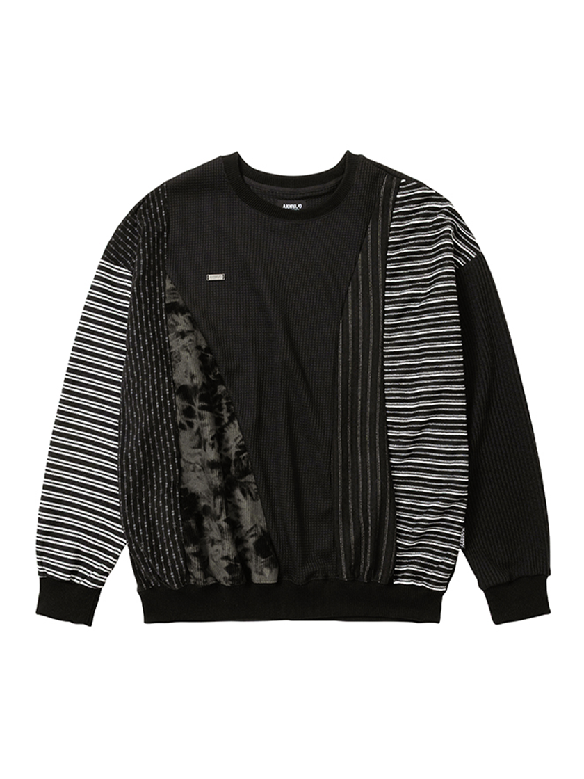 Mixed Fabric Panel Sweatshirt