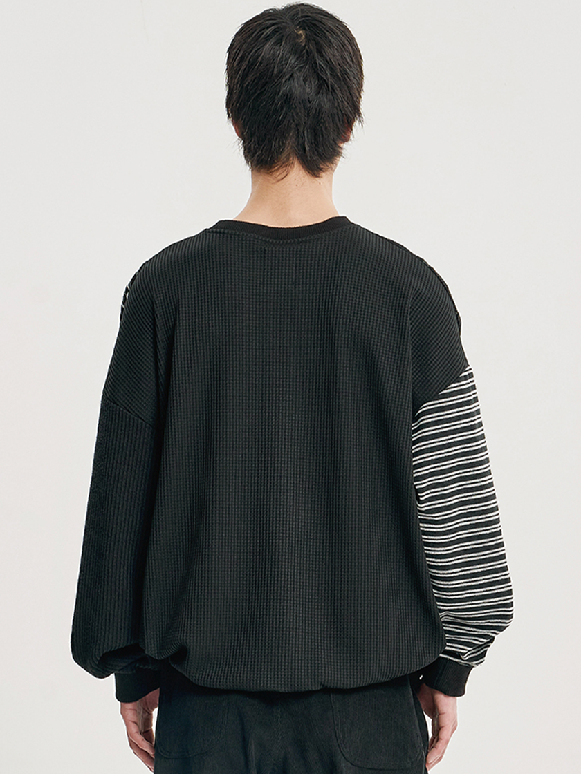 Mixed Fabric Panel Sweatshirt