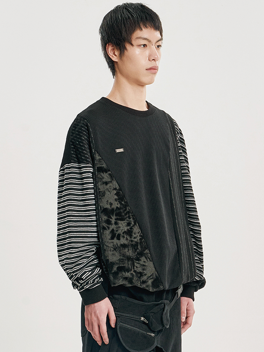 Mixed Fabric Panel Sweatshirt