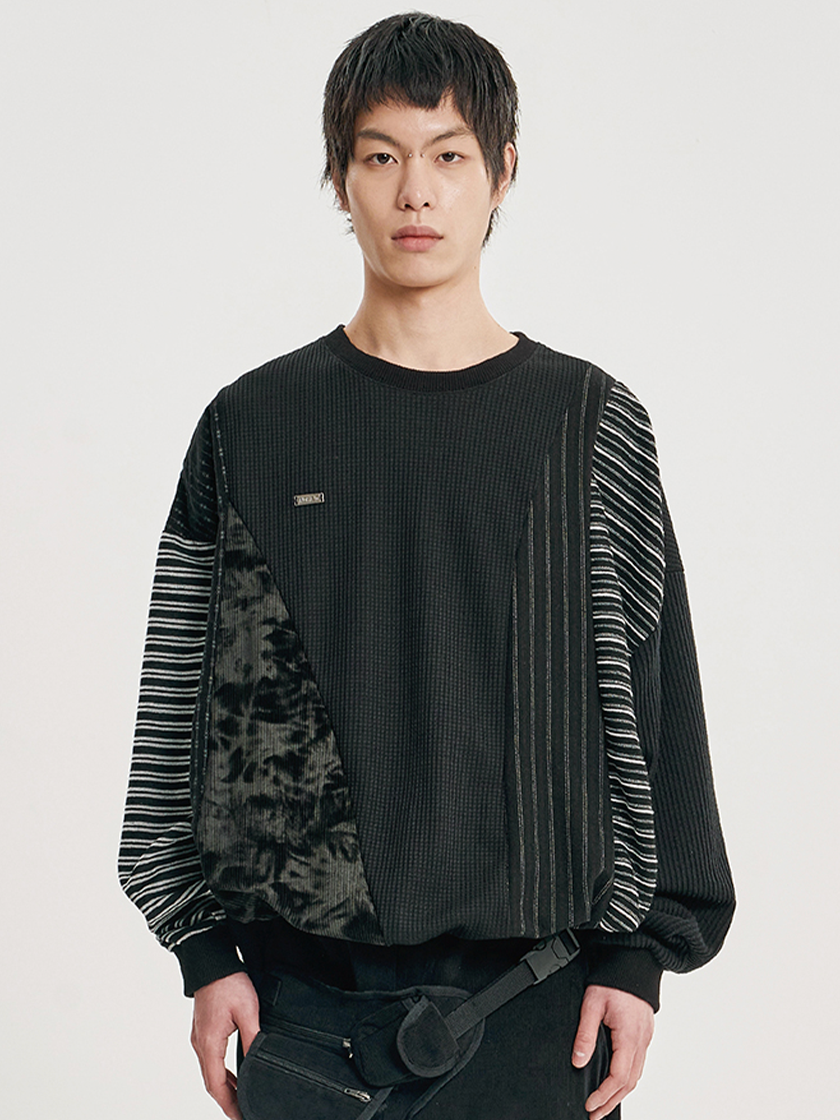 Mixed Fabric Panel Sweatshirt