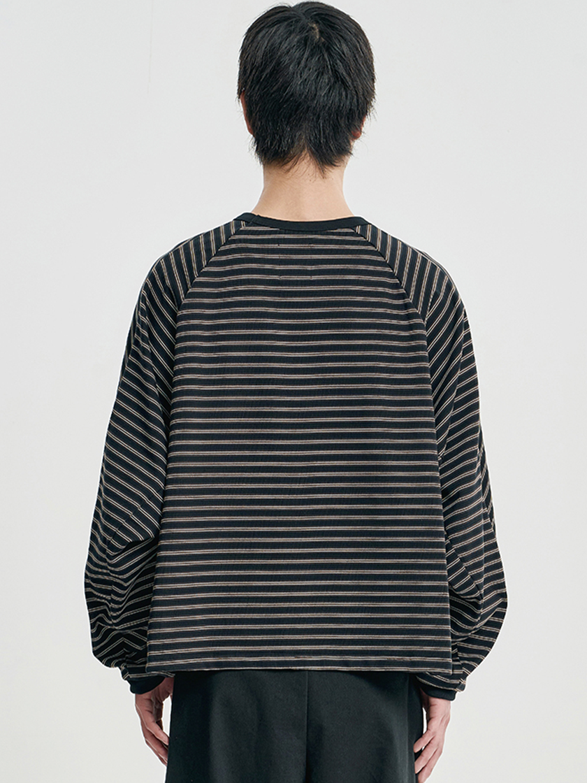 Sculpted Stripe L/S Tee Black