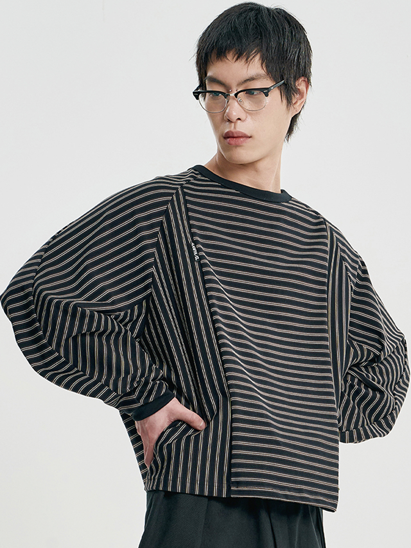 Sculpted Stripe L/S Tee Black