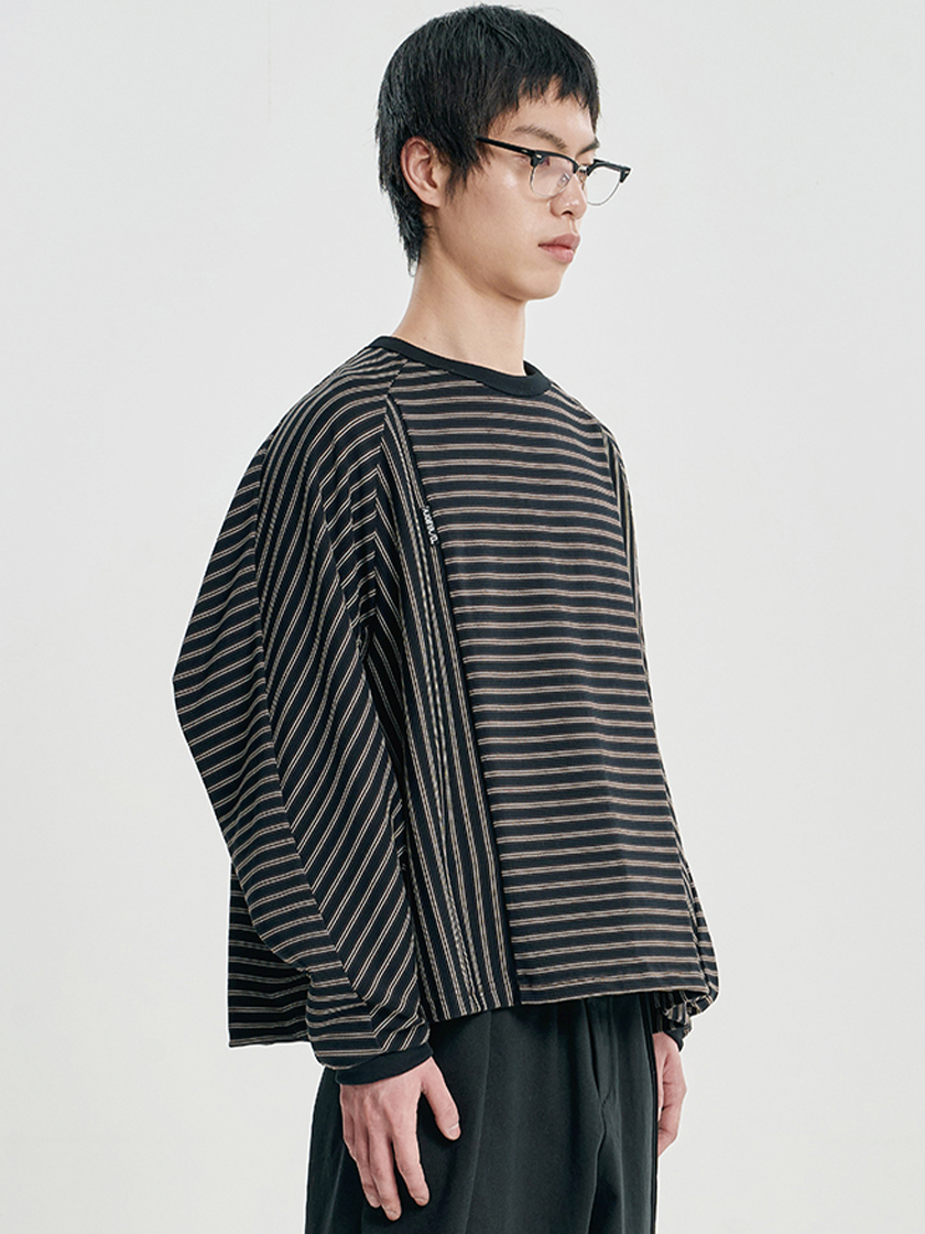 Sculpted Stripe L/S Tee Black