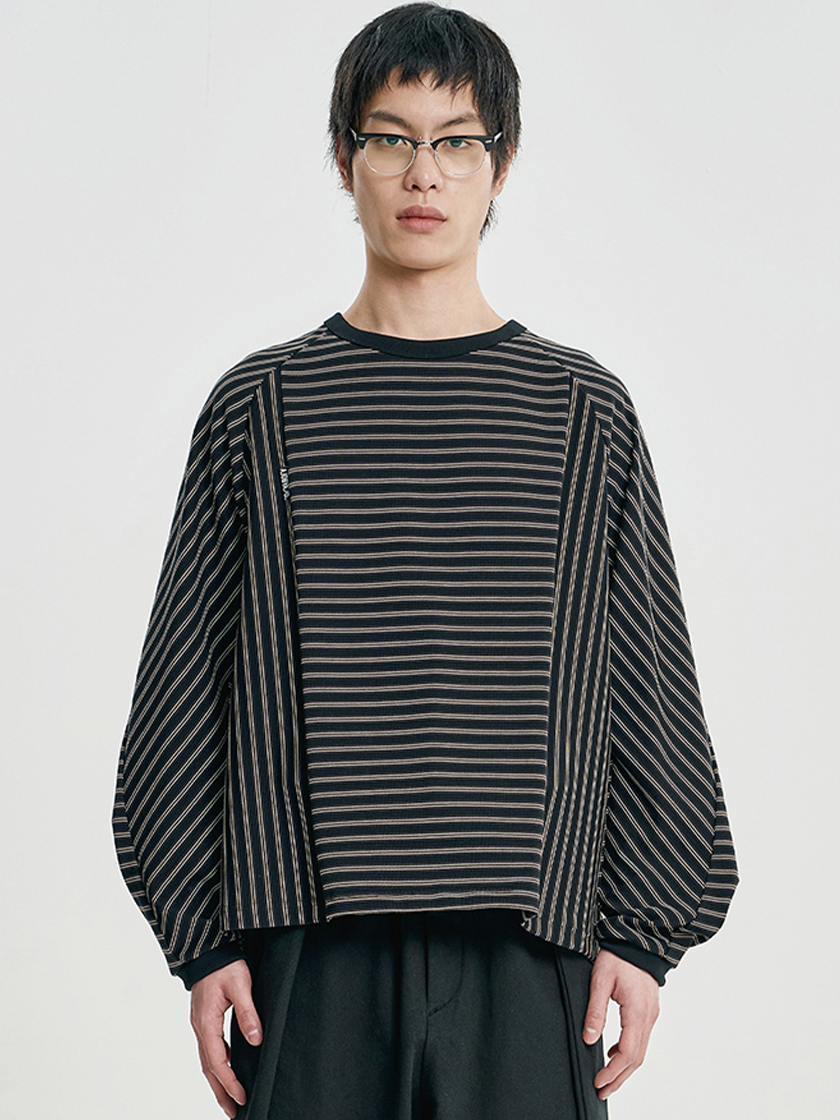 Sculpted Stripe L/S Tee Black