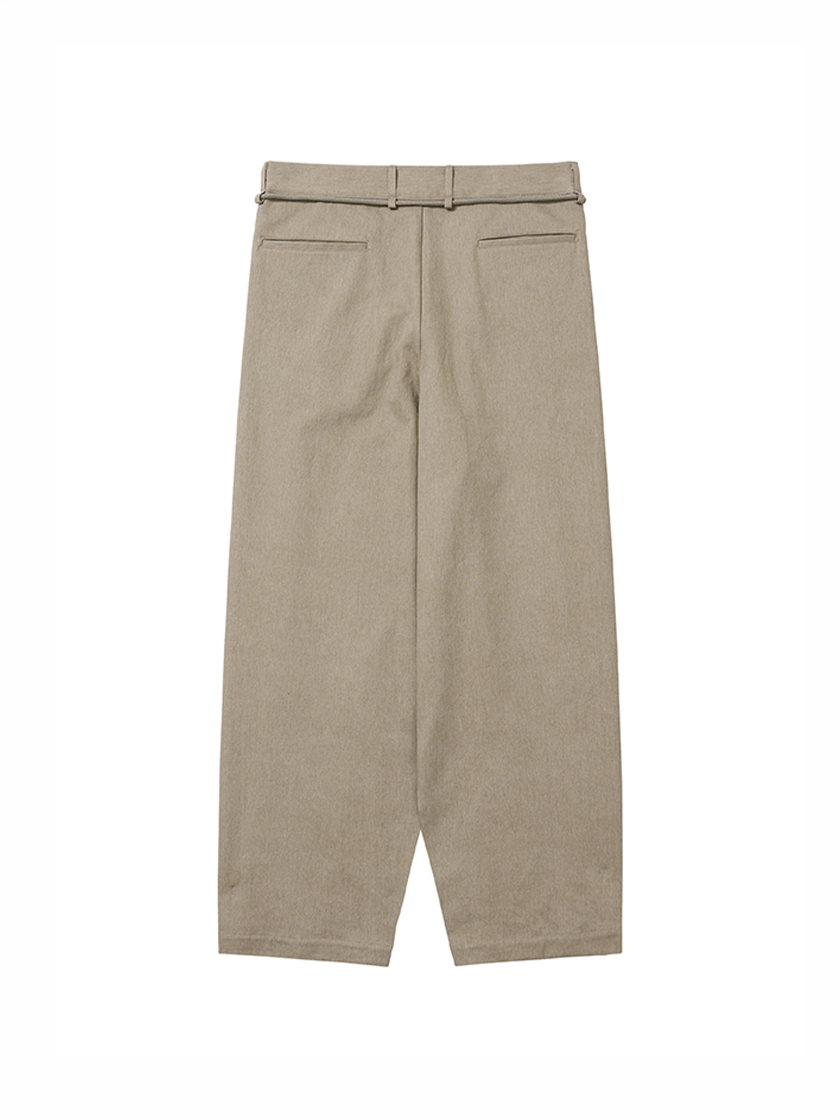 Cotton Twill One Tuck Pants Beige