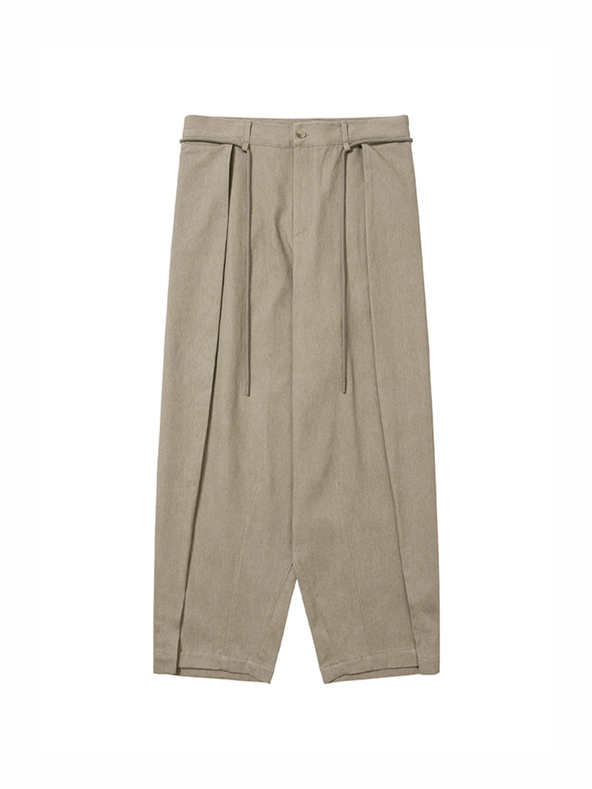Cotton Twill One Tuck Pants Beige