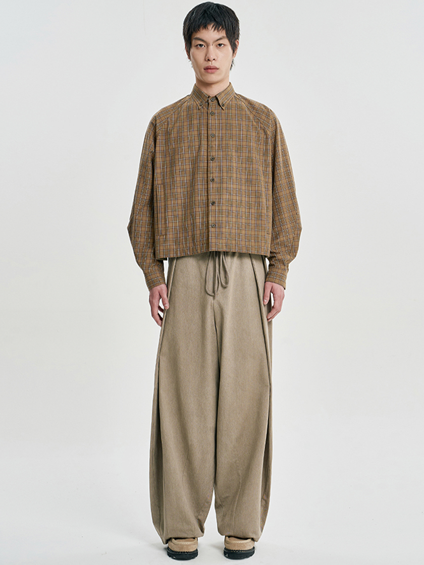 Cotton Twill One Tuck Pants Beige