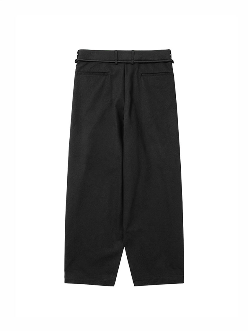 Cotton Twill One Tuck Pants Black