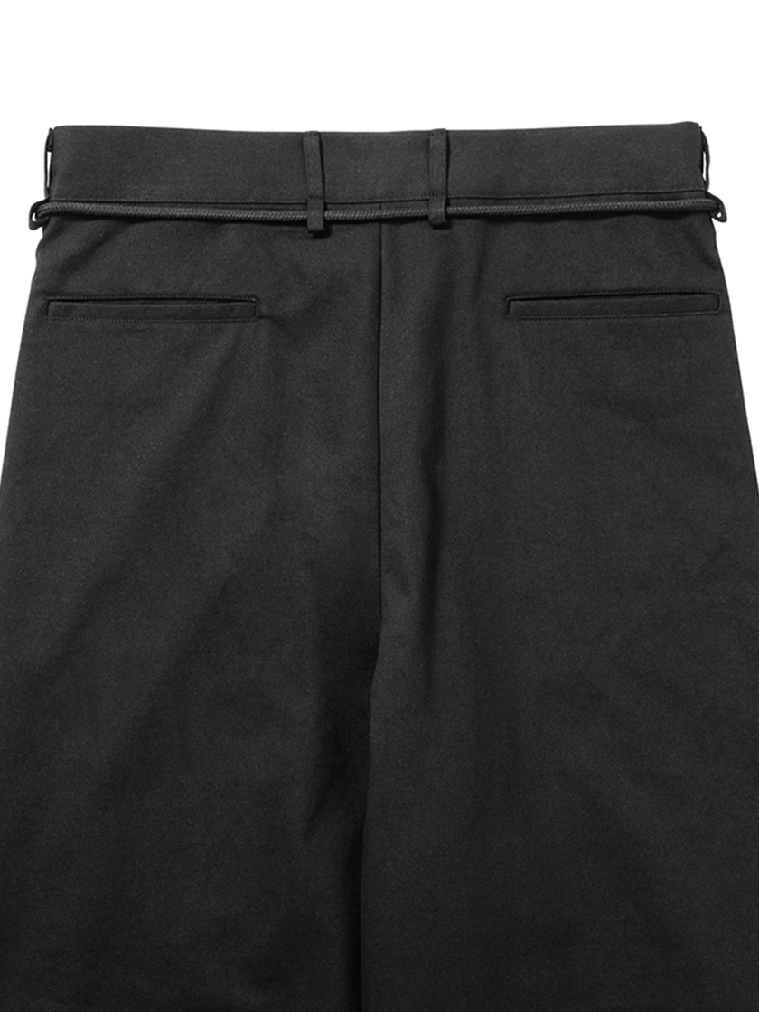 Cotton Twill One Tuck Pants Black