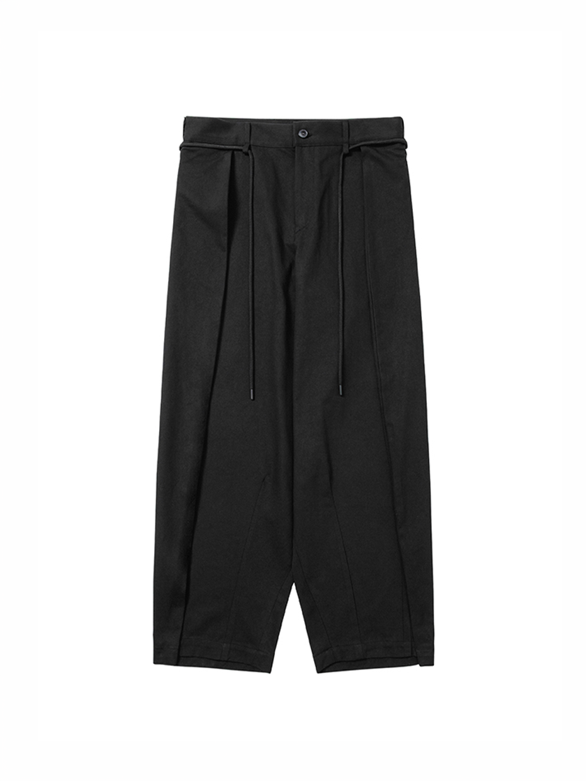 Cotton Twill One Tuck Pants Black