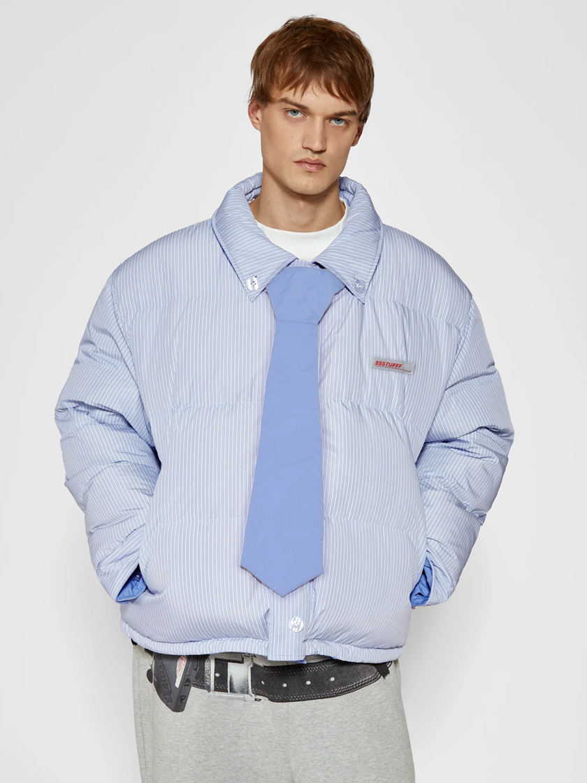 Reversible Tie Shirt Puffer