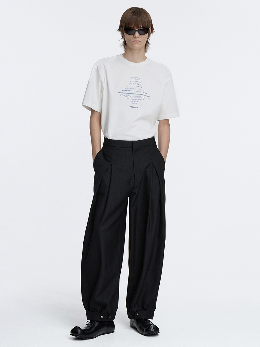 Woolen Button Cuffed Trousers