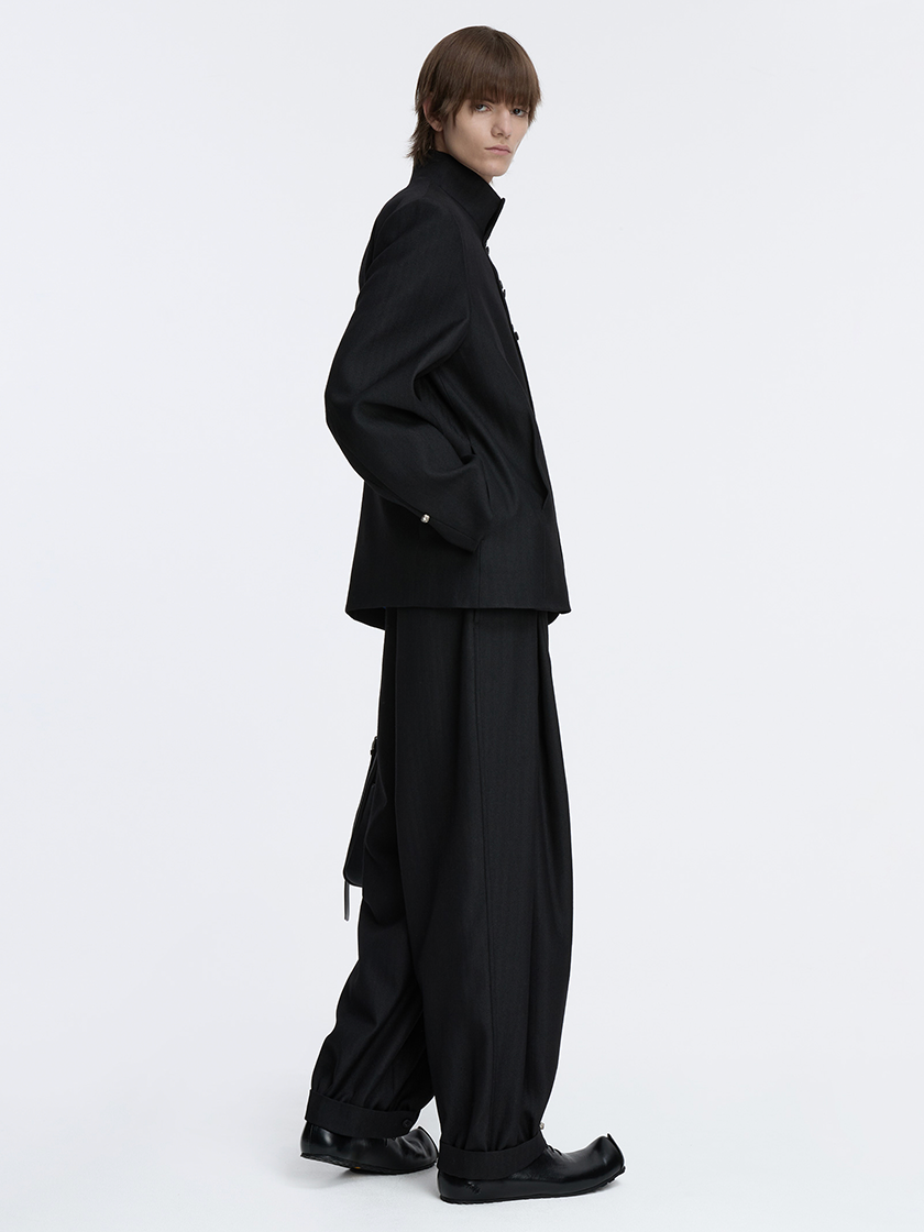 Woolen Button Cuffed Trousers