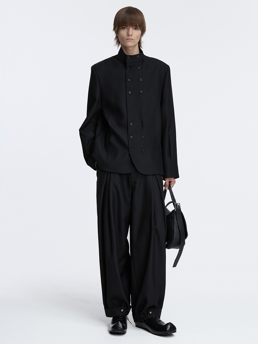 Woolen Button Cuffed Trousers