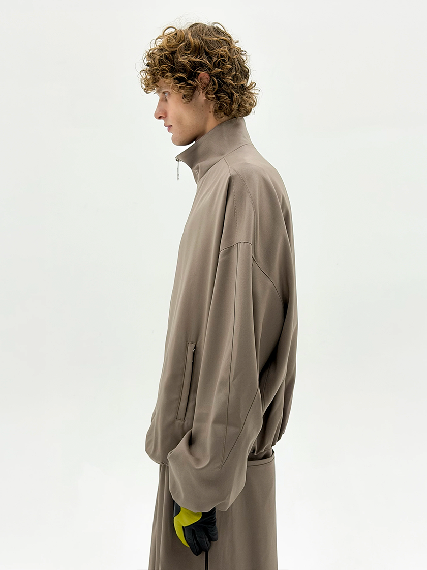 Oversized Wool Tracksuit Jacket Beige