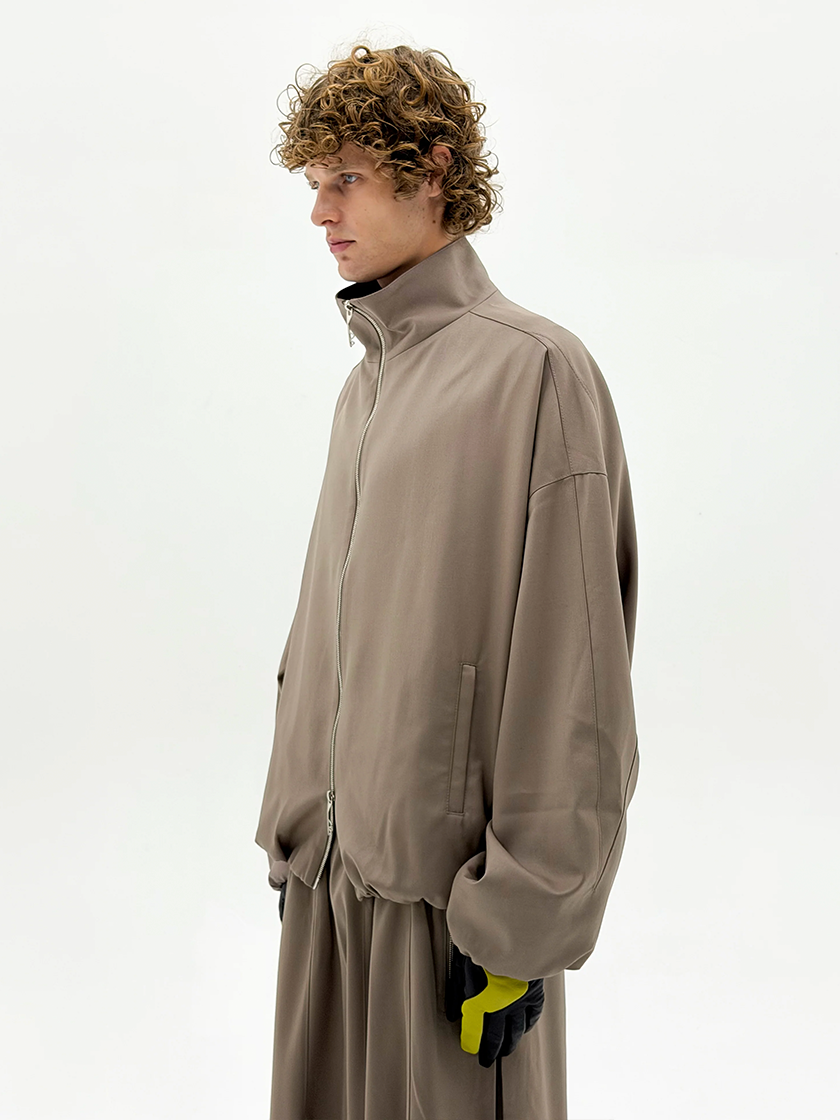 Oversized Wool Tracksuit Jacket Beige
