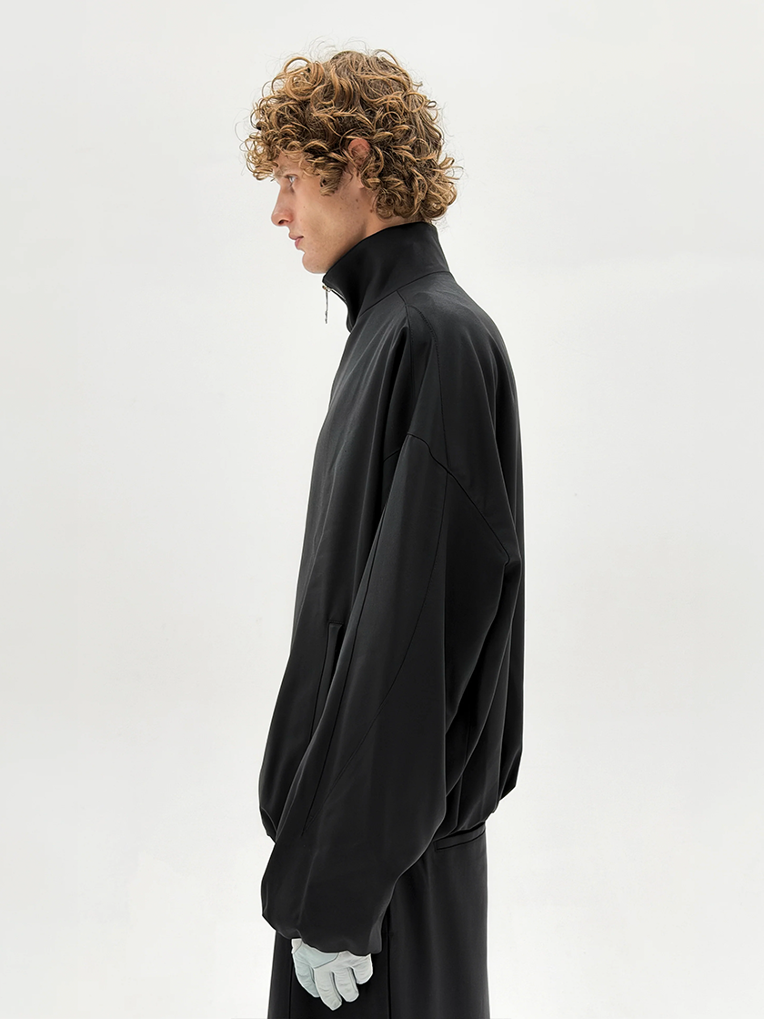 Oversized Wool Tracksuit Jacket Black