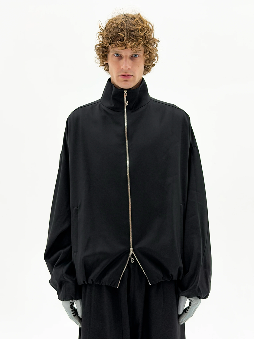 Oversized Wool Tracksuit Jacket Black