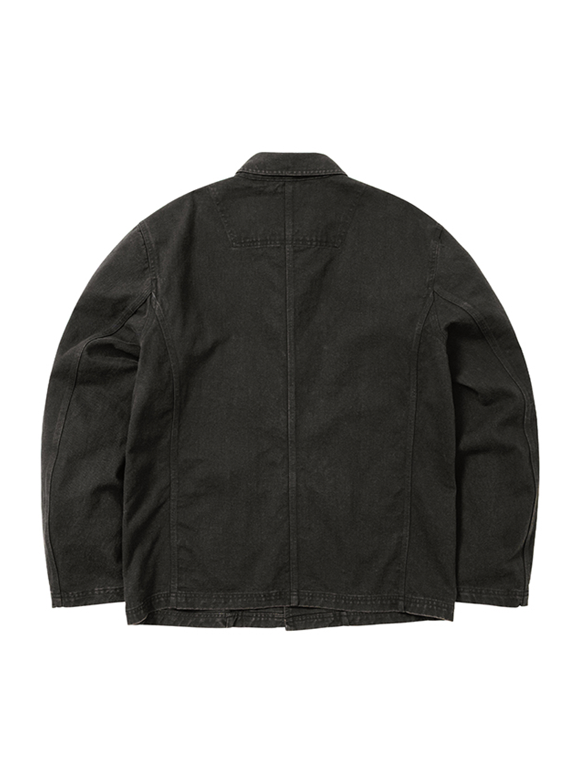 Washed Curved Seam Blazer Black
