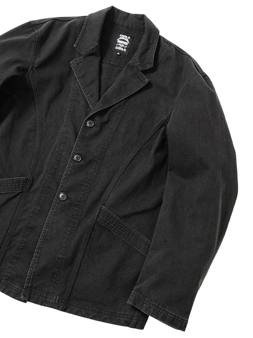 Washed Curved Seam Blazer Black