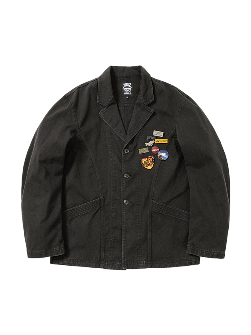 Washed Curved Seam Blazer Black
