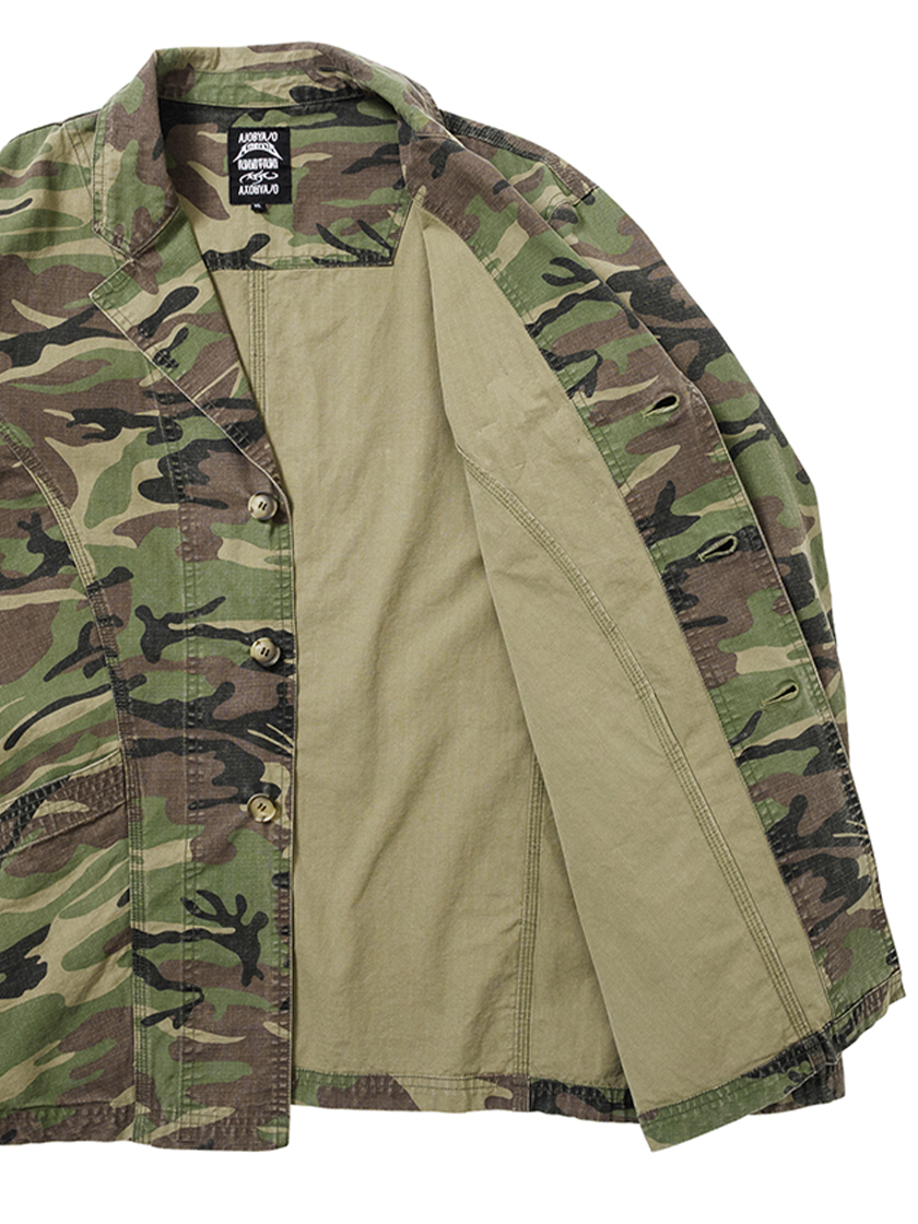 Washed Curved Seam Blazer Camo