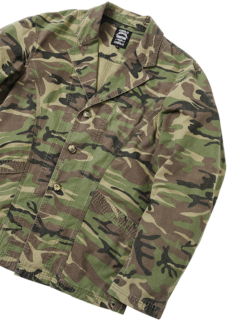 Washed Curved Seam Blazer Camo