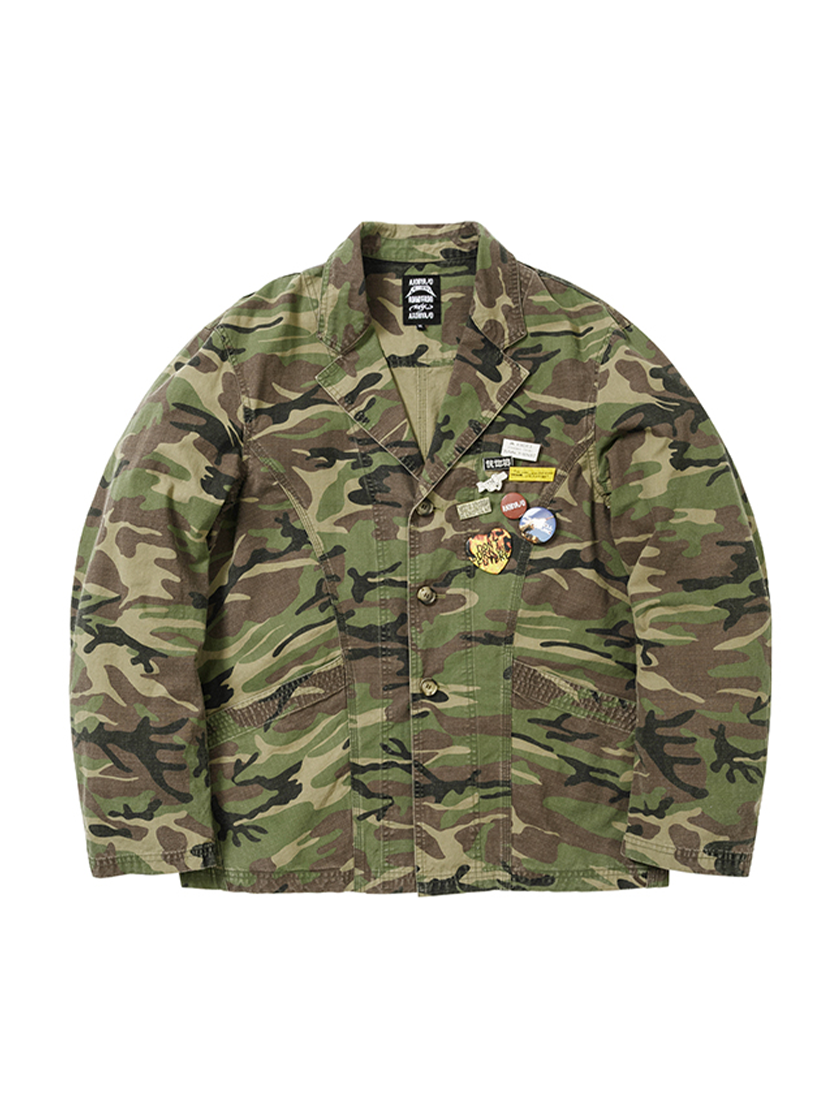 Washed Curved Seam Blazer Camo